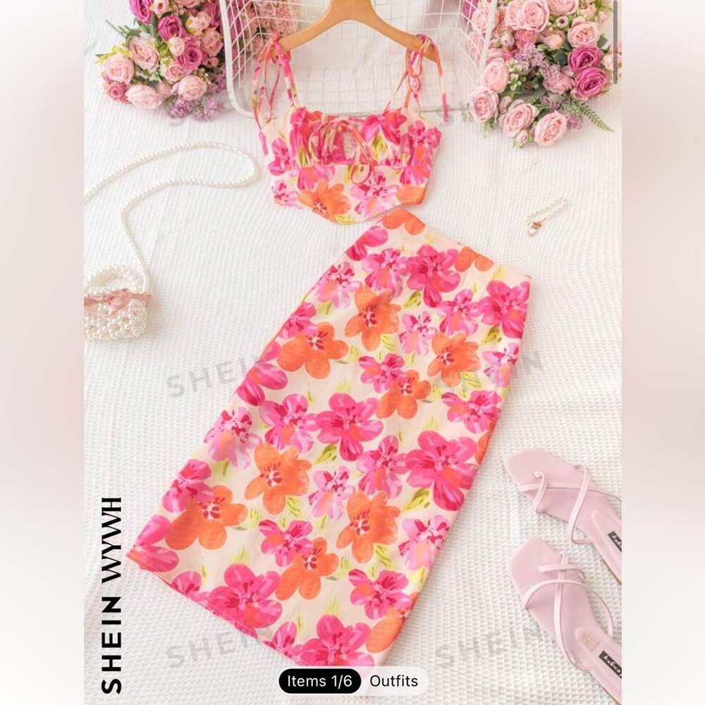 SHEIN floral 2 piece set